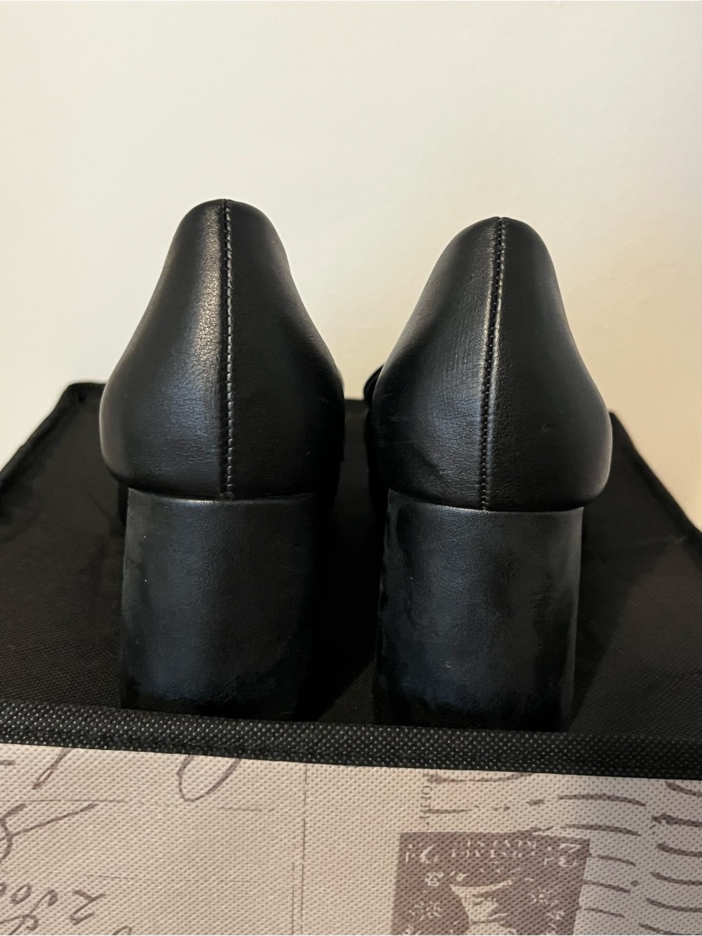 Charles By Charles David Black Leather Heeled Loafers with Gold Bit - Picture 4 of 4